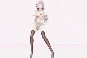 Dispirited Girl In Stockings Dancing + Throws Clothing (3D HENTAI)