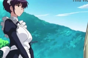Busty hentai maid gives a lusty blowjob to her versed