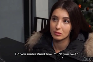 DEBT4k. Girl owes money and this babe is fucked after the sally collector finds the brush