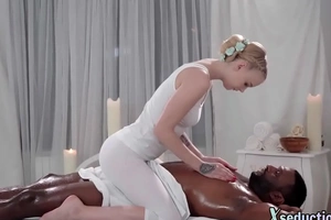 IR oiled babe gets fucked by Black guy after massage